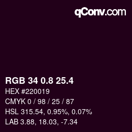 カラーコード: RGB 34 0.8 25.4 | qconv.com