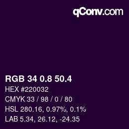 カラーコード: RGB 34 0.8 50.4 | qconv.com