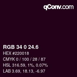カラーコード: RGB 34 0 24.6 | qconv.com