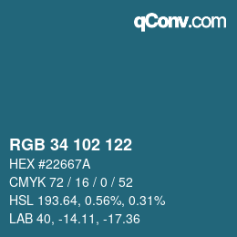 Color code: RGB 34 102 122 | qconv.com