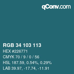 Color code: RGB 34 103 113 | qconv.com