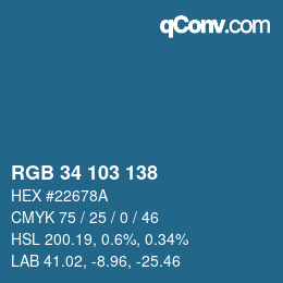 Color code: RGB 34 103 138 | qconv.com