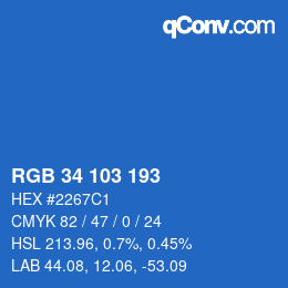 Color code: RGB 34 103 193 | qconv.com