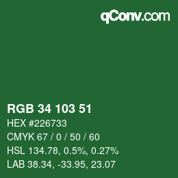 Color code: RGB 34 103 51 | qconv.com