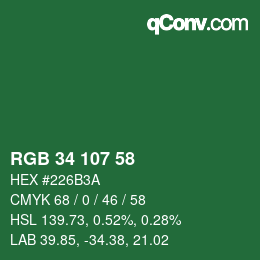 Farbcode: RGB 34 107 58 | qconv.com