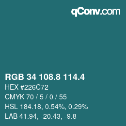 カラーコード: RGB 34 108.8 114.4 | qconv.com