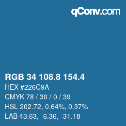 カラーコード: RGB 34 108.8 154.4 | qconv.com