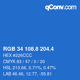 カラーコード: RGB 34 108.8 204.4 | qconv.com