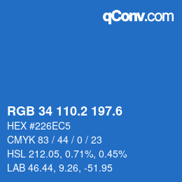 カラーコード: RGB 34 110.2 197.6 | qconv.com