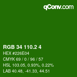 カラーコード: RGB 34 110.2 4 | qconv.com