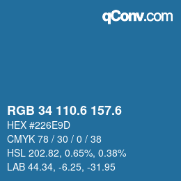 カラーコード: RGB 34 110.6 157.6 | qconv.com