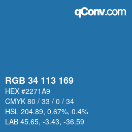 Color code: RGB 34 113 169 | qconv.com