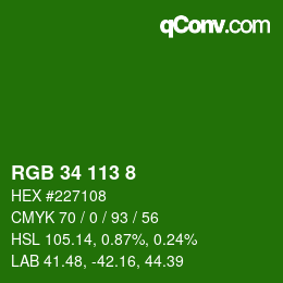 Color code: RGB 34 113 8 | qconv.com