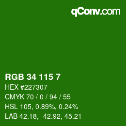 Color code: RGB 34 115 7 | qconv.com