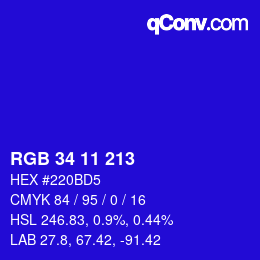 Color code: RGB 34 11 213 | qconv.com