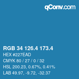カラーコード: RGB 34 126.4 173.4 | qconv.com
