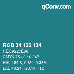 Color code: RGB 34 126 134 | qconv.com