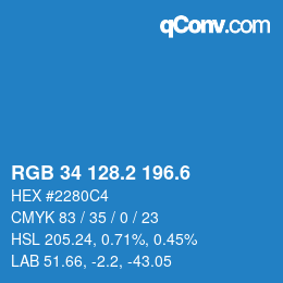 カラーコード: RGB 34 128.2 196.6 | qconv.com