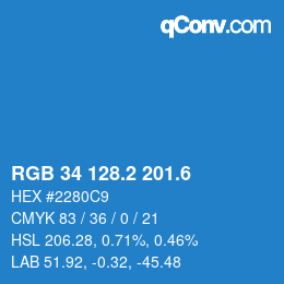 カラーコード: RGB 34 128.2 201.6 | qconv.com
