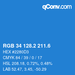 カラーコード: RGB 34 128.2 211.6 | qconv.com
