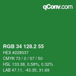 カラーコード: RGB 34 128.2 55 | qconv.com