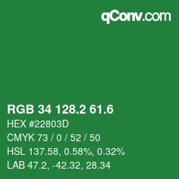 カラーコード: RGB 34 128.2 61.6 | qconv.com