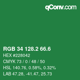 カラーコード: RGB 34 128.2 66.6 | qconv.com