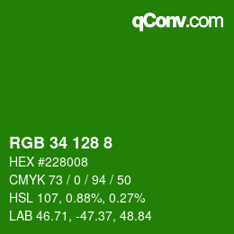 Color code: RGB 34 128 8 | qconv.com