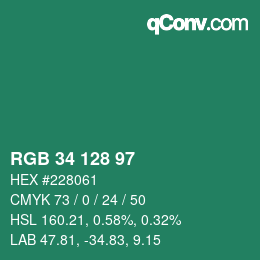 カラーコード: RGB 34 128 97 | qconv.com