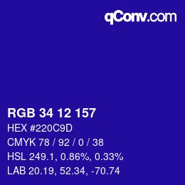 Color code: RGB 34 12 157 | qconv.com