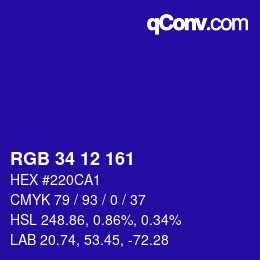 Color code: RGB 34 12 161 | qconv.com