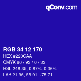カラーコード: RGB 34 12 170 | qconv.com