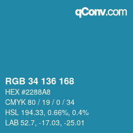 Color code: RGB 34 136 168 | qconv.com
