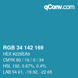 Color code: RGB 34 142 169 | qconv.com