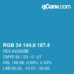 カラーコード: RGB 34 144.8 187.4 | qconv.com