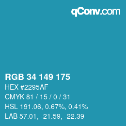 Color code: RGB 34 149 175 | qconv.com