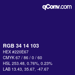 Color code: RGB 34 14 103 | qconv.com