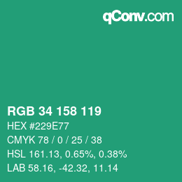 Color code: RGB 34 158 119 | qconv.com