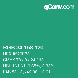 Color code: RGB 34 158 120 | qconv.com