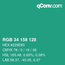 Color code: RGB 34 158 128 | qconv.com