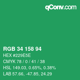 Color code: RGB 34 158 94 | qconv.com