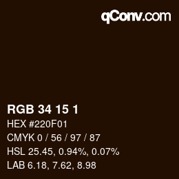 颜色代码: RGB 34 15 1 | qconv.com