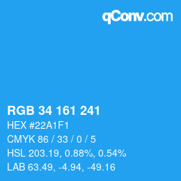 Color code: RGB 34 161 241 | qconv.com