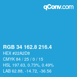 カラーコード: RGB 34 162.8 216.4 | qconv.com