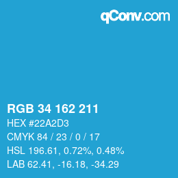 Color code: RGB 34 162 211 | qconv.com