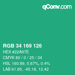 Color code: RGB 34 169 126 | qconv.com