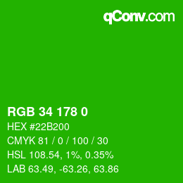 Color code: RGB 34 178 0 | qconv.com