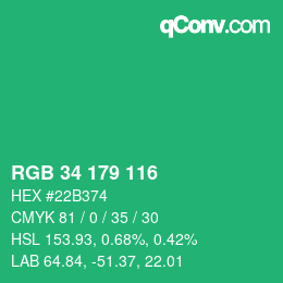 Código de color: RGB 34 179 116 | qconv.com