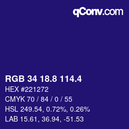 カラーコード: RGB 34 18.8 114.4 | qconv.com
