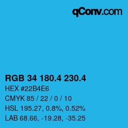 カラーコード: RGB 34 180.4 230.4 | qconv.com